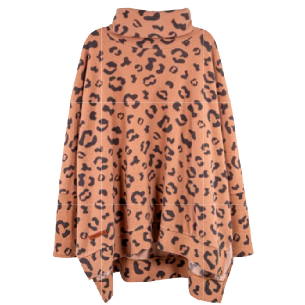 Simply Southern Leo leopard loose turtleneck top drop shoulders. One size